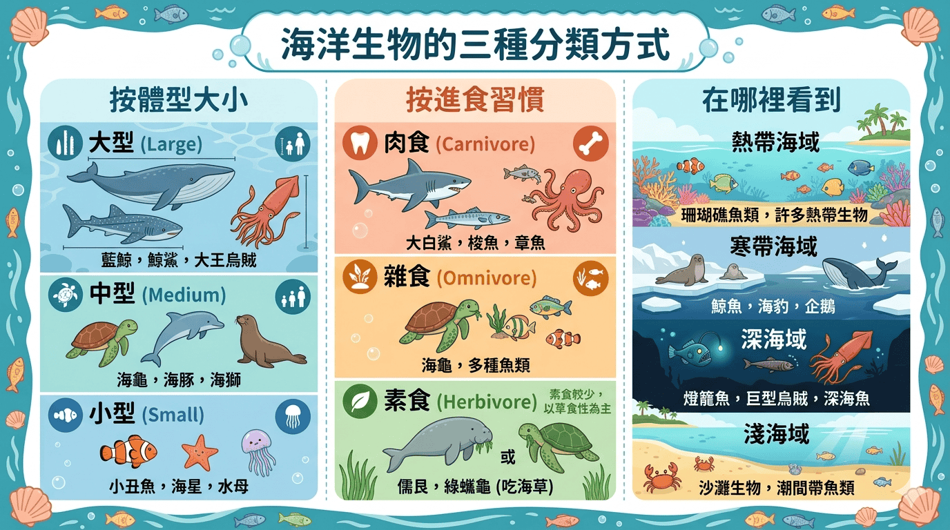 【心智圖教案｜海洋生物的主題 35種生物】